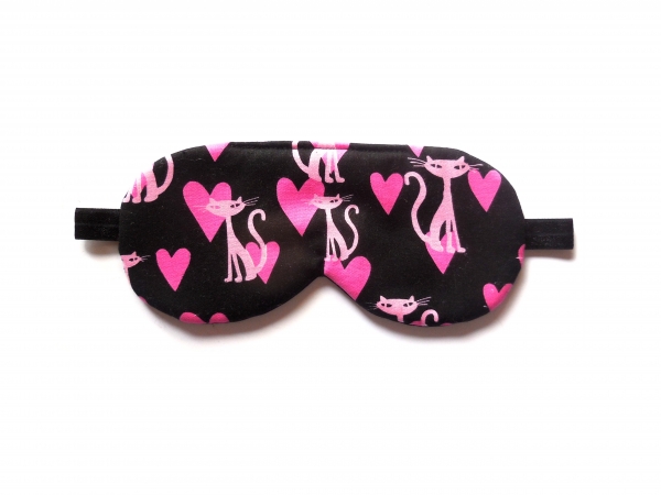 kitty cats black pink heart eye shade