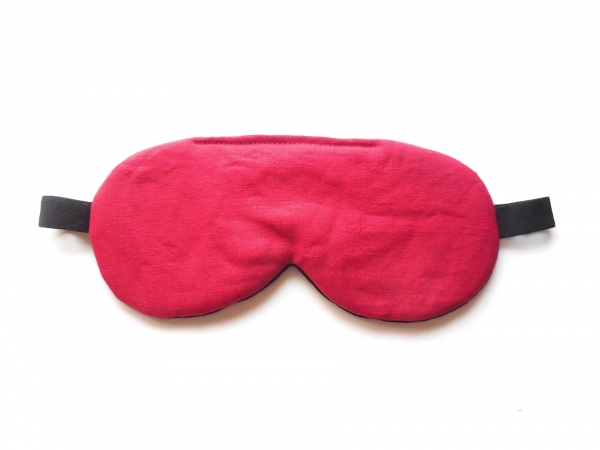 red linen sleep mask