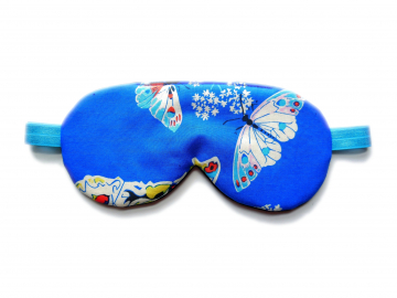 Organic Cotton Sleep Mask, Adjustable, Blue Butterfly