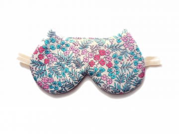 Cat Floral Silk Sleep Mask, Adjustable