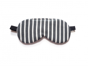 Striped Knit Organic Cotton Adjustable Sleep Mask, Gray/cream